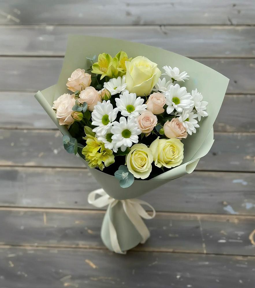 Букет цветов из: Альстромерии, Розы и Хризантемы в Раздолинск