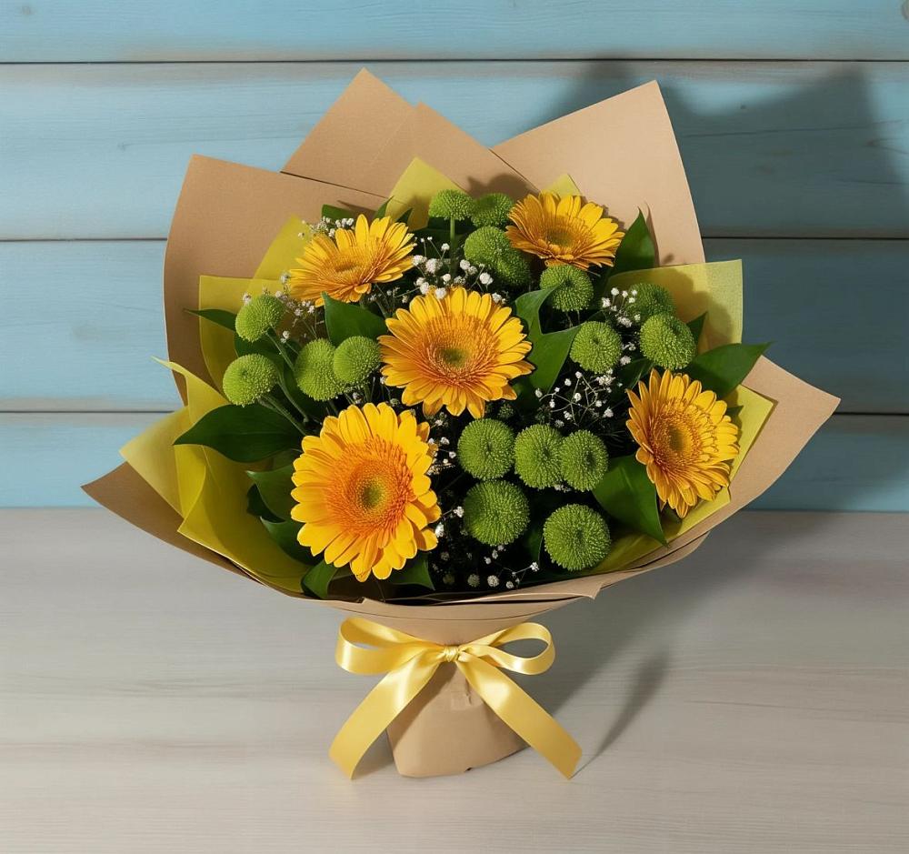 Букет цветов из: Герберы и Хризантемы в Раздолинск