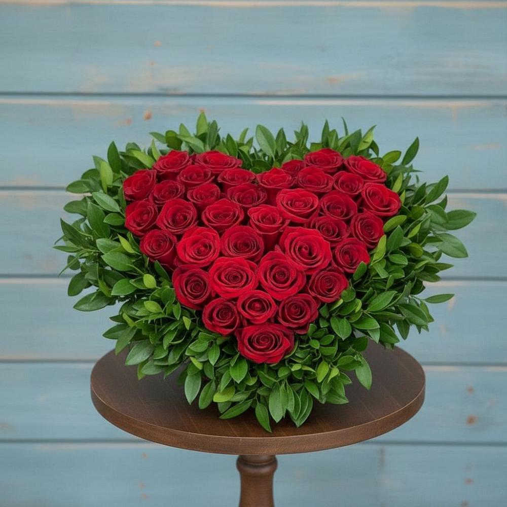 Цветочная композиция из Розы в виде сердца в Раздолинск