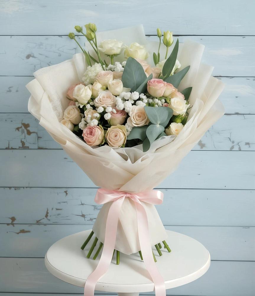 Букет цветов из: Розы и Лизиантусы в Раздолинск