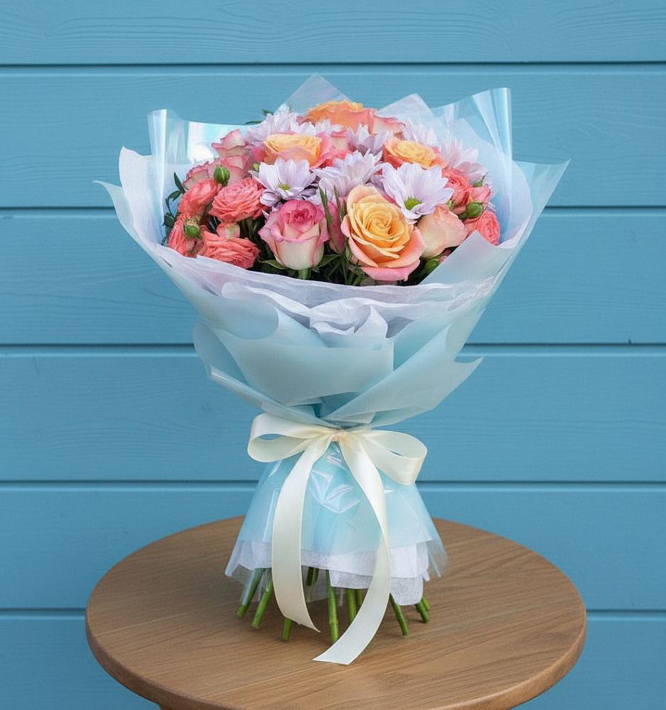 Букет цветов из: Хризантемы и Розы в Раздолинск